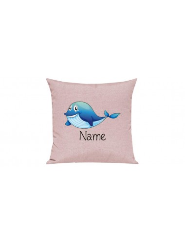 Sofa Kissen mit tollem Motiv Delfin inkl Ihrem Wunschnamen, Farbe rosa