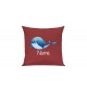 Sofa Kissen mit tollem Motiv Delfin inkl Ihrem Wunschnamen, Farbe rot