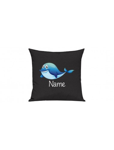 Sofa Kissen mit tollem Motiv Delfin inkl Ihrem Wunschnamen, Farbe schwarz