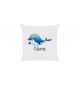 Sofa Kissen mit tollem Motiv Delfin inkl Ihrem Wunschnamen, Farbe weiss