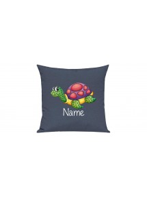 Sofa Kissen mit tollem Motiv Schildkröte inkl Ihrem Wunschnamen, Farbe blau