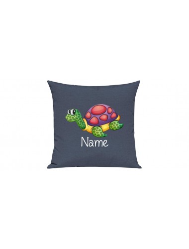 Sofa Kissen mit tollem Motiv Schildkröte inkl Ihrem Wunschnamen, Farbe blau