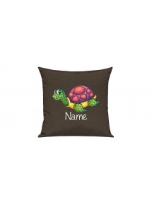 Sofa Kissen mit tollem Motiv Schildkröte inkl Ihrem Wunschnamen, Farbe braun