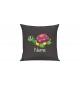 Sofa Kissen mit tollem Motiv Schildkröte inkl Ihrem Wunschnamen, Farbe dunkelgrau