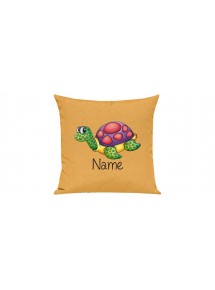 Sofa Kissen mit tollem Motiv Schildkröte inkl Ihrem Wunschnamen, Farbe gelb