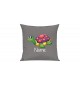 Sofa Kissen mit tollem Motiv Schildkröte inkl Ihrem Wunschnamen, Farbe grau