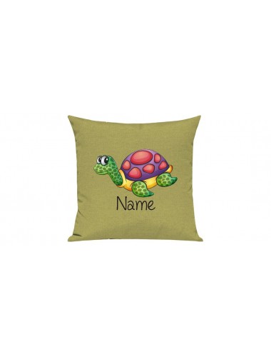 Sofa Kissen mit tollem Motiv Schildkröte inkl Ihrem Wunschnamen, Farbe hellgruen