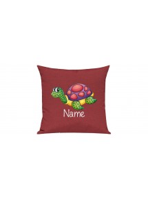 Sofa Kissen mit tollem Motiv Schildkröte inkl Ihrem Wunschnamen, Farbe rot
