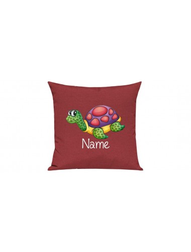Sofa Kissen mit tollem Motiv Schildkröte inkl Ihrem Wunschnamen, Farbe rot