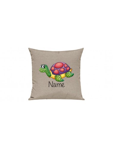 Sofa Kissen mit tollem Motiv Schildkröte inkl Ihrem Wunschnamen, Farbe sand