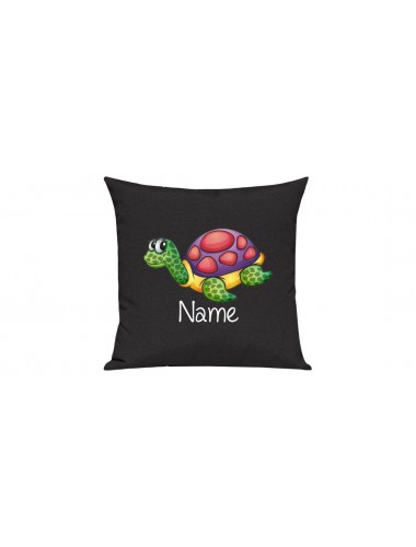 Sofa Kissen mit tollem Motiv Schildkröte inkl Ihrem Wunschnamen, Farbe schwarz