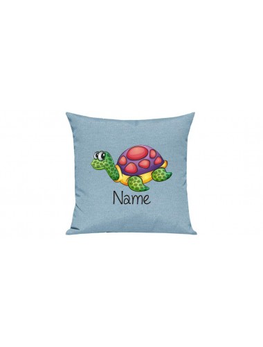 Sofa Kissen mit tollem Motiv Schildkröte inkl Ihrem Wunschnamen, Farbe tuerkis