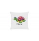 Sofa Kissen mit tollem Motiv Schildkröte inkl Ihrem Wunschnamen, Farbe weiss