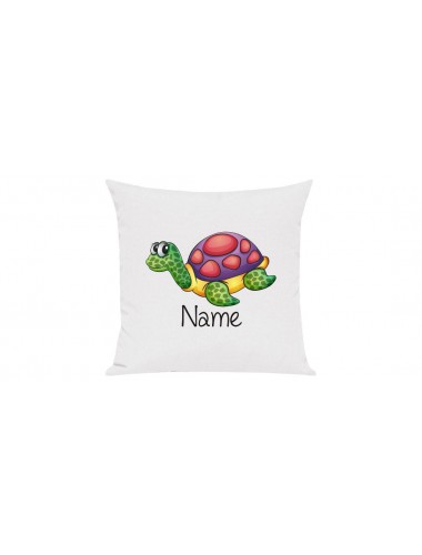 Sofa Kissen mit tollem Motiv Schildkröte inkl Ihrem Wunschnamen, Farbe weiss