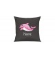 Sofa Kissen mit tollem Motiv Delfin inkl Ihrem Wunschnamen, Farbe dunkelgrau