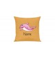 Sofa Kissen mit tollem Motiv Delfin inkl Ihrem Wunschnamen, Farbe gelb