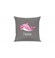 Sofa Kissen mit tollem Motiv Delfin inkl Ihrem Wunschnamen, Farbe grau