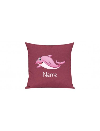Sofa Kissen mit tollem Motiv Delfin inkl Ihrem Wunschnamen, Farbe pink