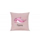 Sofa Kissen mit tollem Motiv Delfin inkl Ihrem Wunschnamen, Farbe rosa