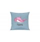 Sofa Kissen mit tollem Motiv Delfin inkl Ihrem Wunschnamen, Farbe tuerkis