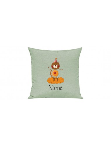 Sofa Kissen mit tollem Motiv Bär inkl Ihrem Wunschnamen, Farbe pastellgruen