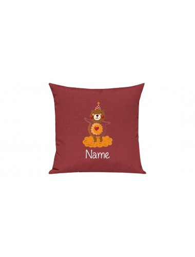 Sofa Kissen mit tollem Motiv Bär inkl Ihrem Wunschnamen, Farbe rot
