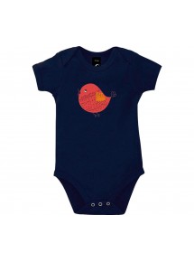 Baby Body mit tollen Motiven Spatz, Farbe blau, Größe 12-18 Monate