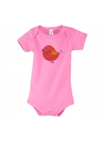 Baby Body mit tollen Motiven Spatz, Farbe rosa, Größe 12-18 Monate