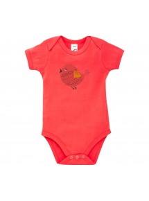 Baby Body mit tollen Motiven Spatz, Farbe rot, Größe 12-18 Monate