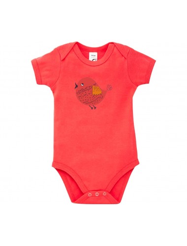 Baby Body mit tollen Motiven Spatz, Farbe rot, Größe 12-18 Monate