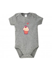 Baby Body mit tollen Motiven Muffin, Farbe grau, Größe 12-18 Monate