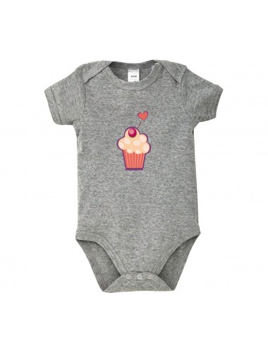 Baby Body mit tollen Motiven Muffin, Farbe grau, Größe 12-18 Monate