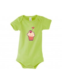 Baby Body mit tollen Motiven Muffin, Farbe gruen, Größe 12-18 Monate