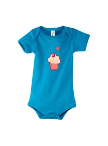 Baby Body mit tollen Motiven Muffin, Farbe hellblau, Größe 12-18 Monate