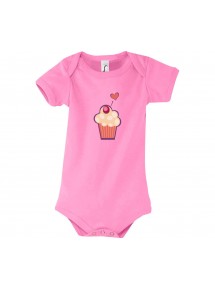 Baby Body mit tollen Motiven Muffin, Farbe rosa, Größe 12-18 Monate