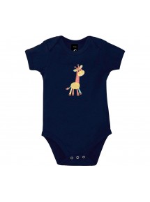 Baby Body mit tollen Motiven Giraffe, Farbe blau, Größe 12-18 Monate