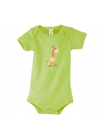 Baby Body mit tollen Motiven Giraffe, Farbe gruen, Größe 12-18 Monate