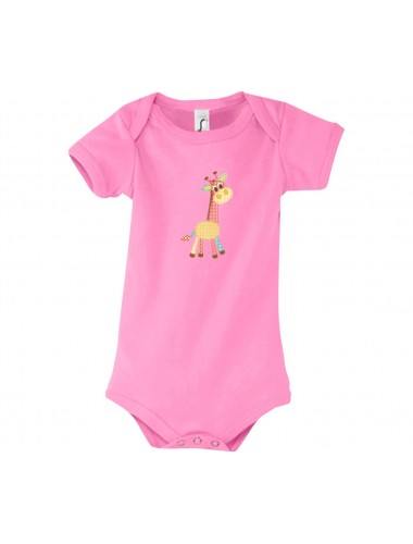 Baby Body mit tollen Motiven Giraffe, Farbe rosa, Größe 12-18 Monate