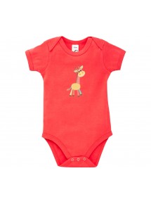 Baby Body mit tollen Motiven Giraffe, Farbe rot, Größe 12-18 Monate