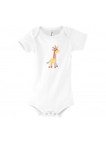 Baby Body mit tollen Motiven Giraffe, Farbe weiss, Größe 12-18 Monate