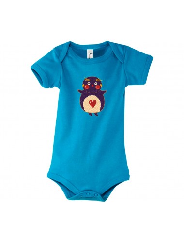 Baby Body mit tollen Motiven Pinguin, Farbe hellblau, Größe 12-18 Monate