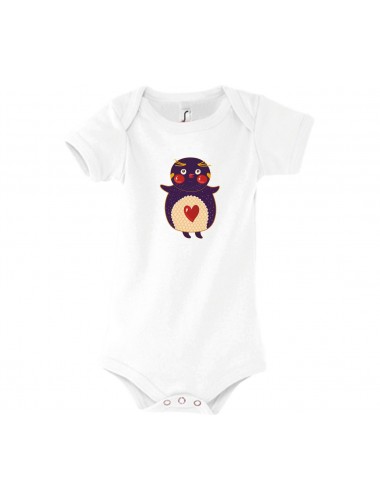 Baby Body mit tollen Motiven Pinguin, Farbe weiss, Größe 12-18 Monate