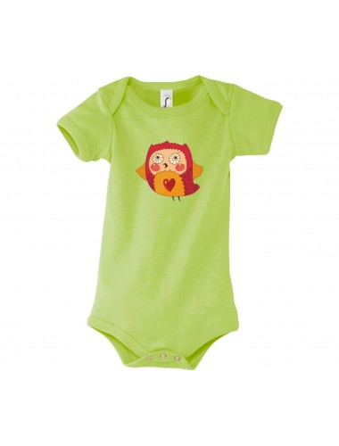 Baby Body mit tollen Motiven Eule, Farbe gruen, Größe 12-18 Monate