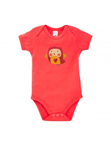 Baby Body mit tollen Motiven Eule, Farbe rot, Größe 12-18 Monate