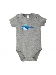 Baby Body mit tollen Motiven Delfin, Farbe grau, Größe 12-18 Monate