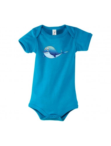 Baby Body mit tollen Motiven Delfin, Farbe hellblau, Größe 12-18 Monate