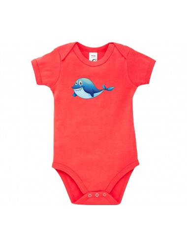 Baby Body mit tollen Motiven Delfin, Farbe rot, Größe 12-18 Monate