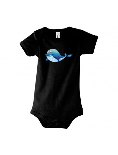 Baby Body mit tollen Motiven Delfin, Farbe schwarz, Größe 12-18 Monate