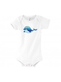 Baby Body mit tollen Motiven Delfin, Farbe weiss, Größe 12-18 Monate