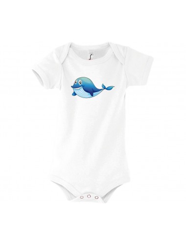 Baby Body mit tollen Motiven Delfin, Farbe weiss, Größe 12-18 Monate